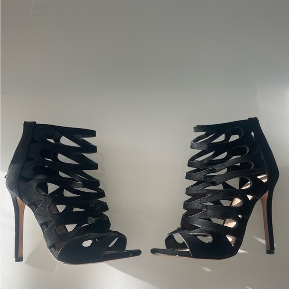 ALDO Black‎ Suede Leather High Heels. Black suede leather. Cut out strap design. - Picture 1 of 6